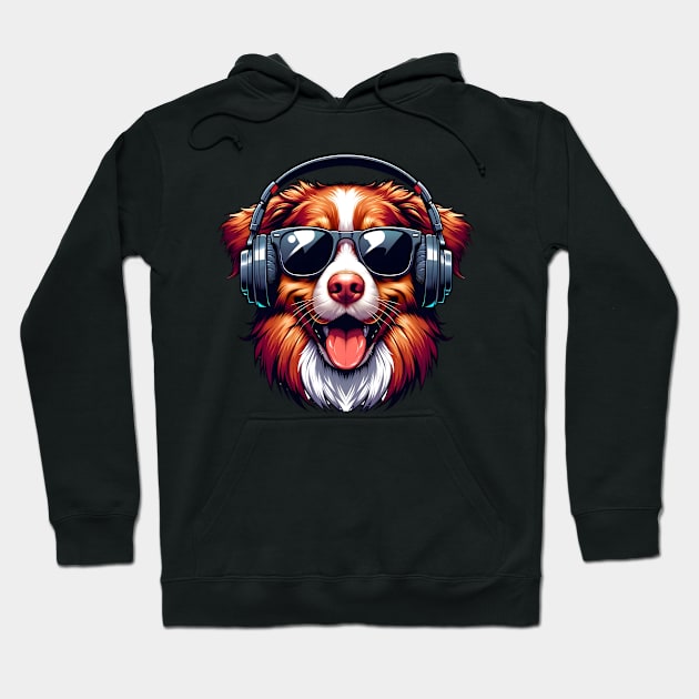 Nova Scotia Duck Tolling Retriever as Smiling DJ with Headphones and Sunglasses Hoodie by ArtRUs